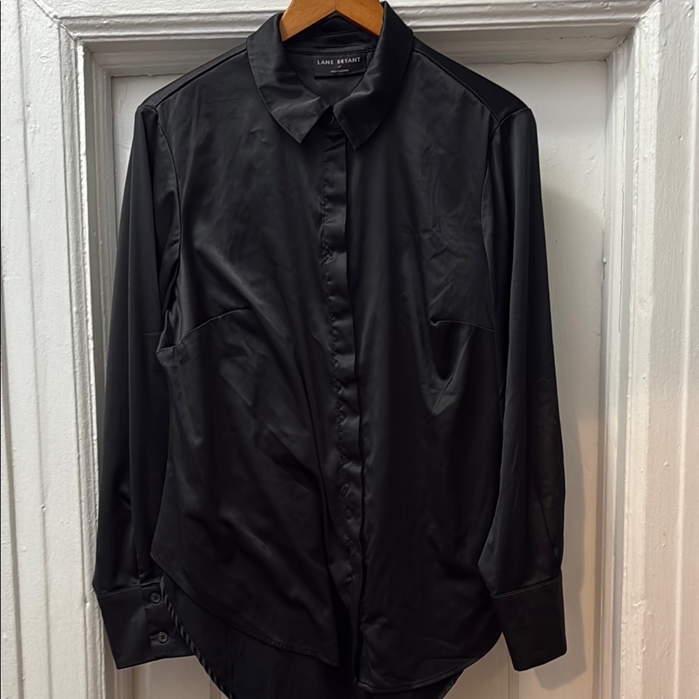 Lane Bryant Black Casual Button Down Shirt
